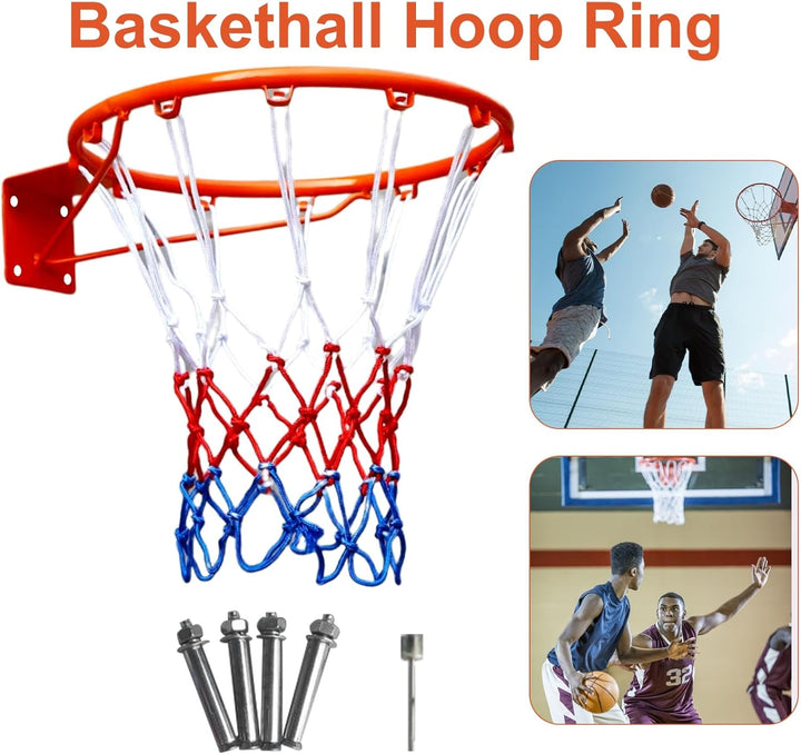 Basketballfelgen, wandmontierter Basketballkorb mit Standard-Stahlfelgen, Nylon-Netz, verstellbare H