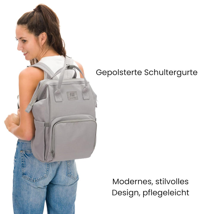 Fillikid Wickelrucksack Barcelona | Geräumiger & stylischer Rucksack mit vielen Fächern, isoliertem