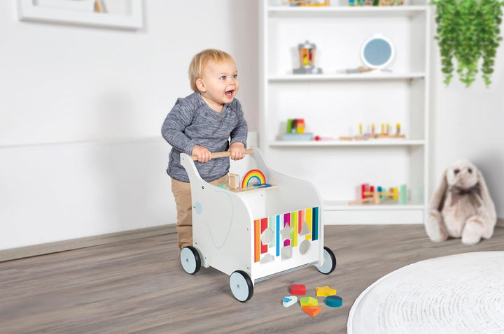 small foot Lauflernwagen Spielzeugbox Elefant aus Holz, mit Bremse und gummierten Rädern, für Kinder
