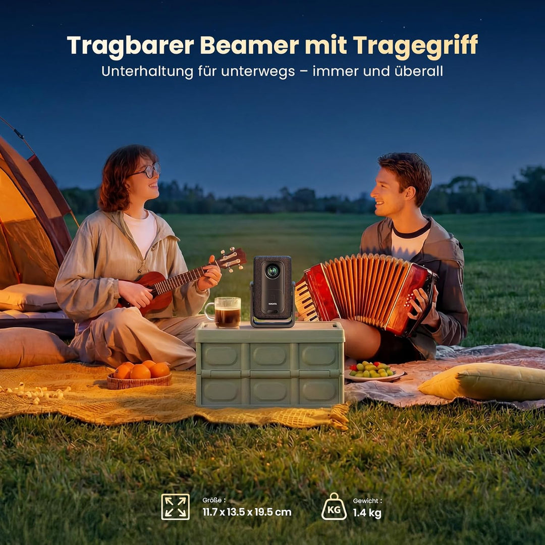 4K Smart Beamer | KOGATA Kurzdistanz 1.1:1, tragbar | Kompatibel mit Netflix-App | Dolby Audio & DTS