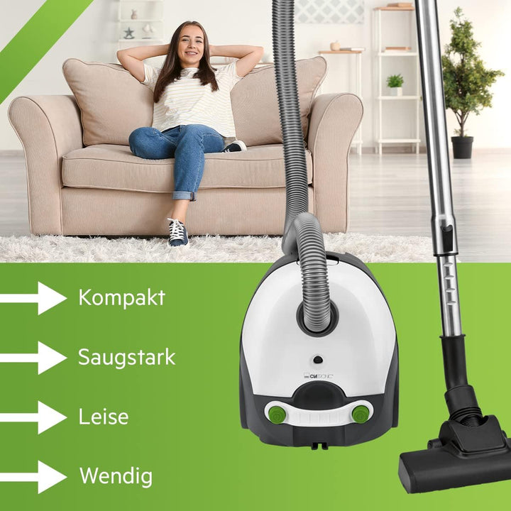 Clatronic® Bodenstaubsauger mit energiesparenden 700 Watt | Staubsauger mit 5-Fach Mikrofiltersystem