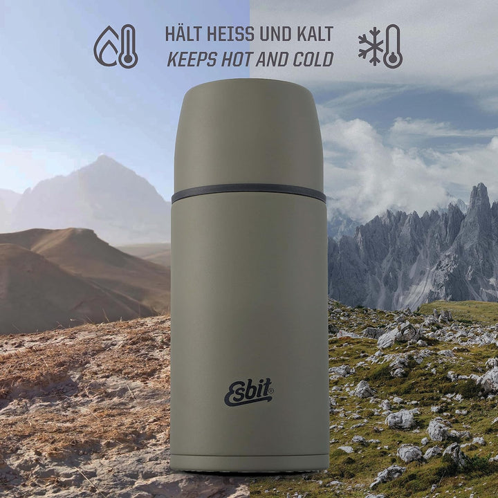 Esbit Classic Isolierflasche - Thermoskanne für warm &amp; kalt - Thermosflasche mit 2 Bechern - Trinkfl