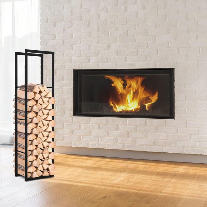 Lospitch Kaminholzregal Feuerholzregal Innen Brennholzregal Holzhalter, Stabiles Metall-Gestell In M