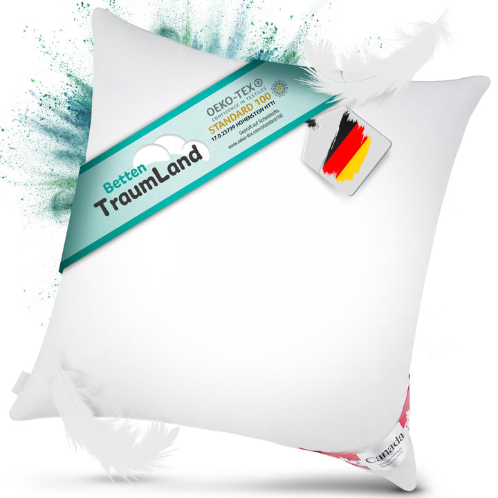 Canada Daunenkissen PLUS Kopfkissen 100 % canada Daune ohne Federnanteil 80x80 cm | 200 Gramm mehr I