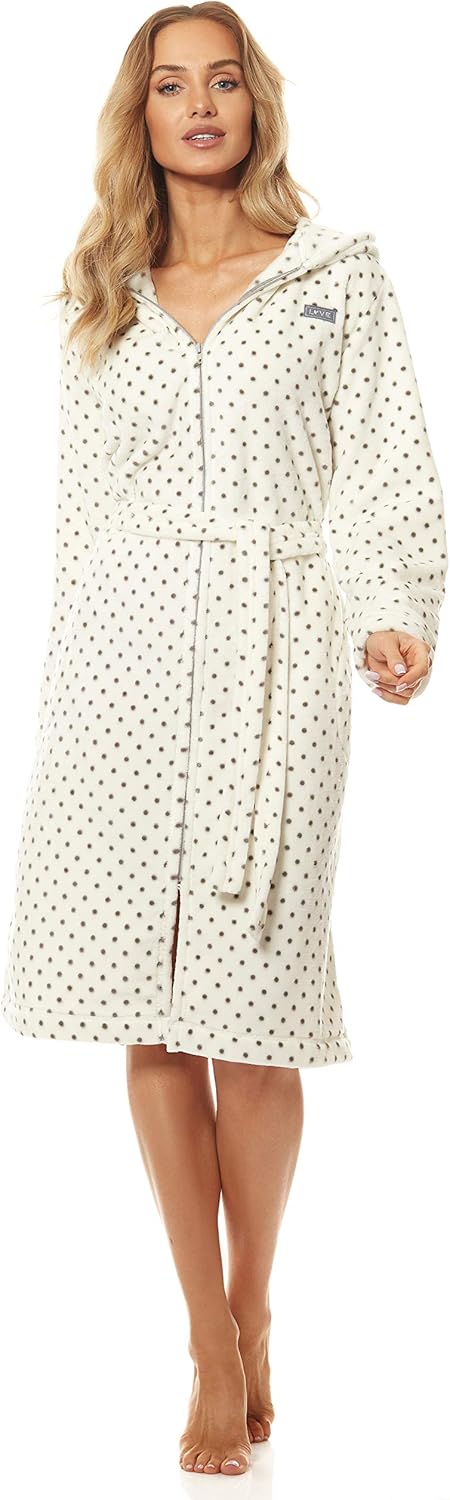 L&L - 9156 Long Luxury Toweling Damen Weicher Langarm Bademantel. Extrem Leicht. Hausmantel mit Reis