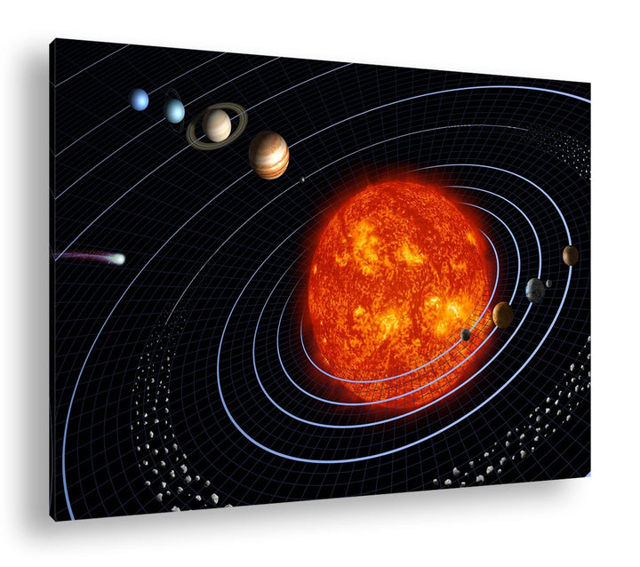 deyoli unser Sonnensystem Format: 80x60 als Leinwandbild, Motiv fertig gerahmt auf Echtholzrahmen, H