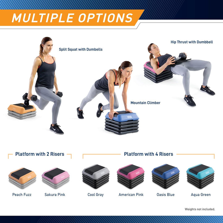 Circuit Fitness by Marcy Aerobic-Stufenbühne mit verstellbaren Erhöhungen, rutschfeste Gummi-Oberflä