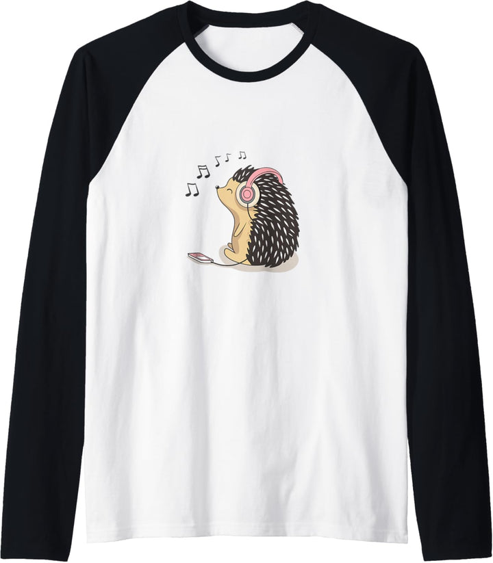Netter Igel im Kopfhörer Hört Ihre Lieblingsmusik Raglan