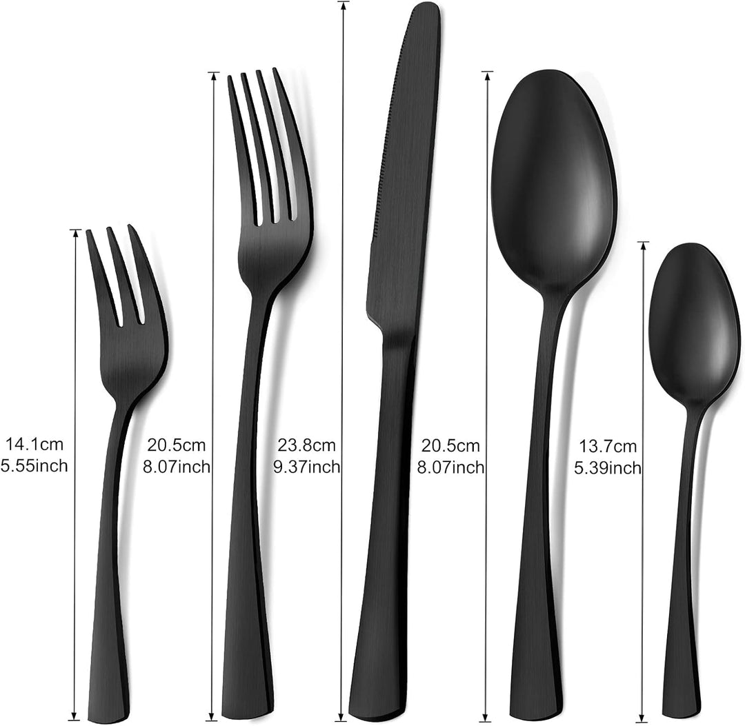 Bestdin Besteck Set 12 Personen, 60 teilig Edelstahl Besteckset Schwarz Matt, Essbesteck Set mit Mes