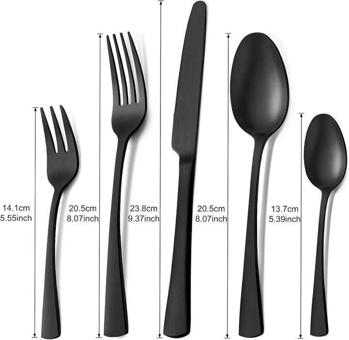Bestdin Besteck Set 12 Personen, 60 teilig Edelstahl Besteckset Schwarz Matt, Essbesteck Set mit Mes
