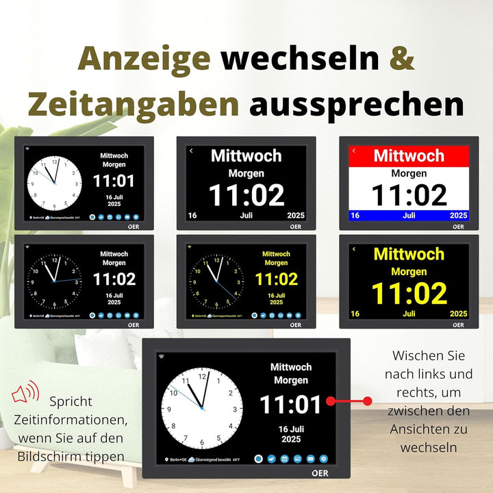 OER Smart Demenzuhr – Verwalten Sie die Agenda über die KOSTENLOSE App – Spricht Uhrzeit und Tagesze