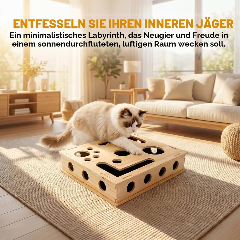 BeschäFtigungsbox Krallenfeile Katze, 30 * 25cm Katzenkratzpuzzle Anreicherungsbox, Interaktive Nage