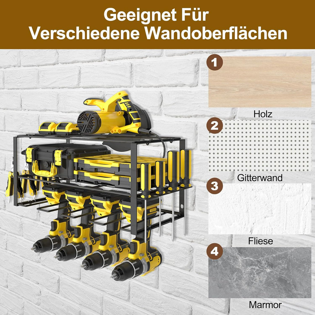 smusei Werkzeugspeicher Wandhalterung, 3 Ebenen Metall Werkzeughalter Werkstatt Organizer, Professio