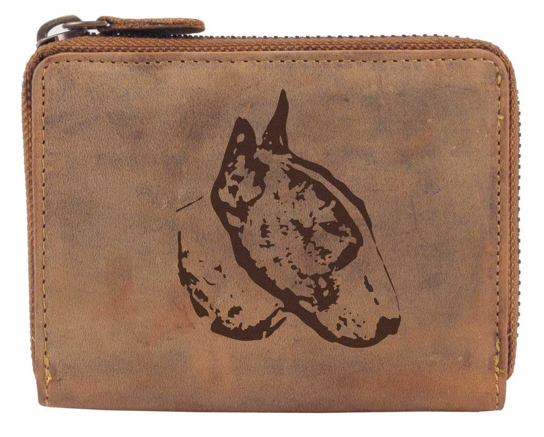 Greenburry Damen-Börse mit Hunde-Motiv Bull Terrier I Geschenkidee für Hundefreunde I Leder, Bull Te