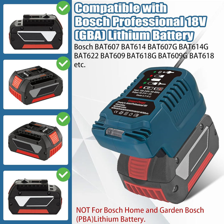 Schnellladegerät Ersatz für Bosch Professional 18V System GBA 18V Ladestation mit LED-Anzeige Kompat