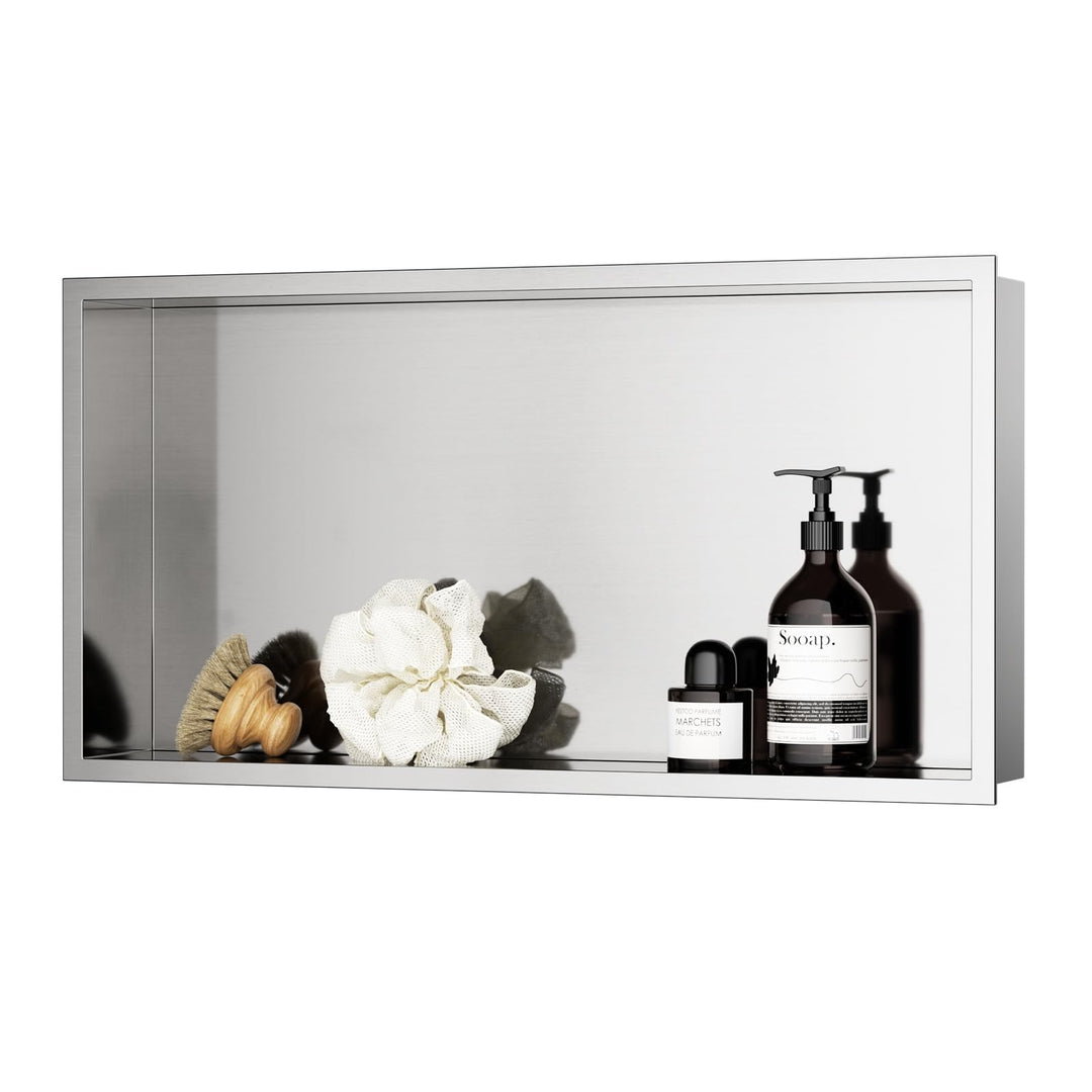 60 x 30 x 10cm, Wandnische Dusche Edelstahl Duschnische Einzelregal Lagerung für Badezimmer Nano Sil