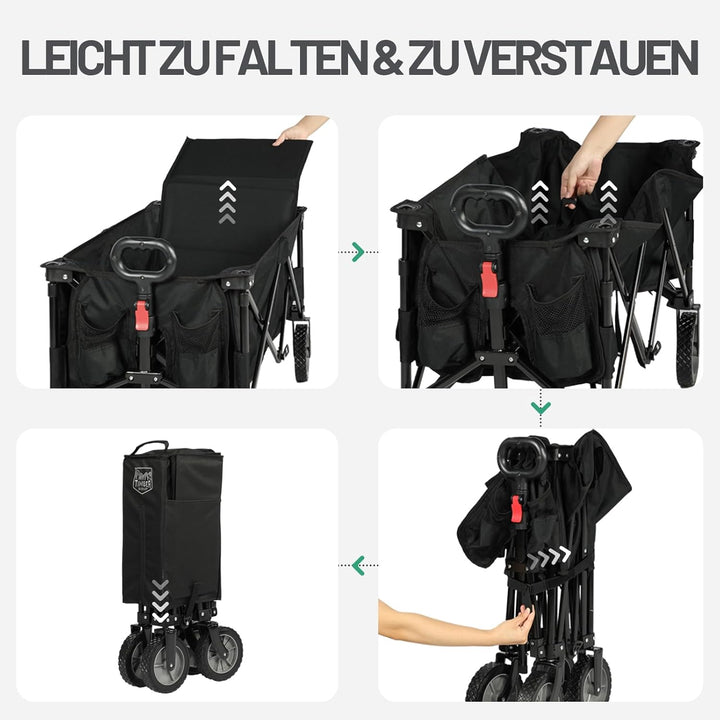 TIMBER RIDGE XXL Bollerwagen Faltbar Transportwagen mit Seitentasche Getränkehalter verstellbarem Gr