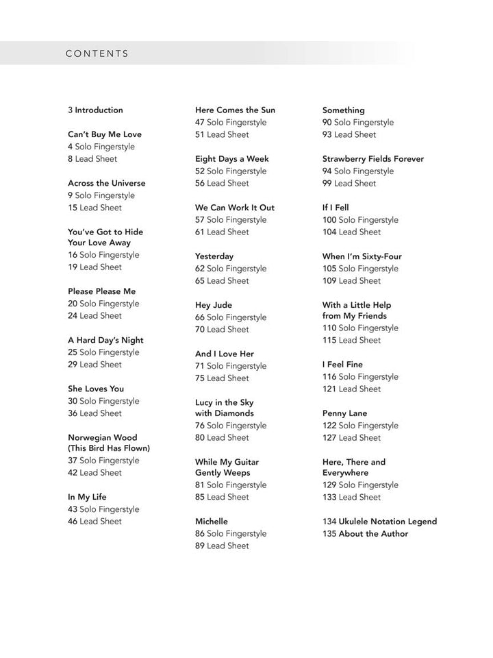 The Beatles for Fingerstyle Ukulele, Taschenbuch