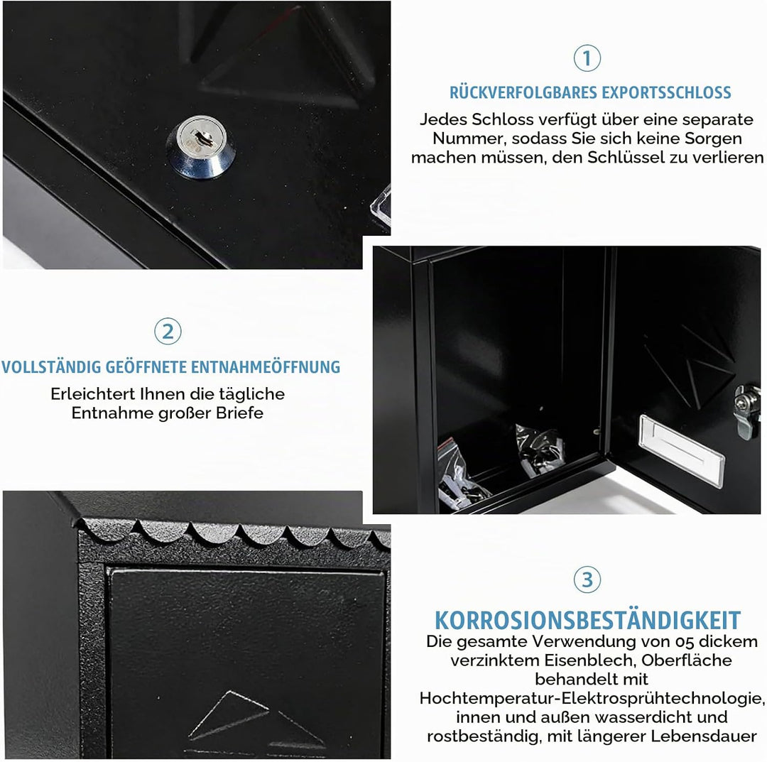 Briefkasten, 21,7x7x30cm Wandbriefkasten, Postkasten Klein, Briefkasten Zur Wandmontage, Einfache Mo