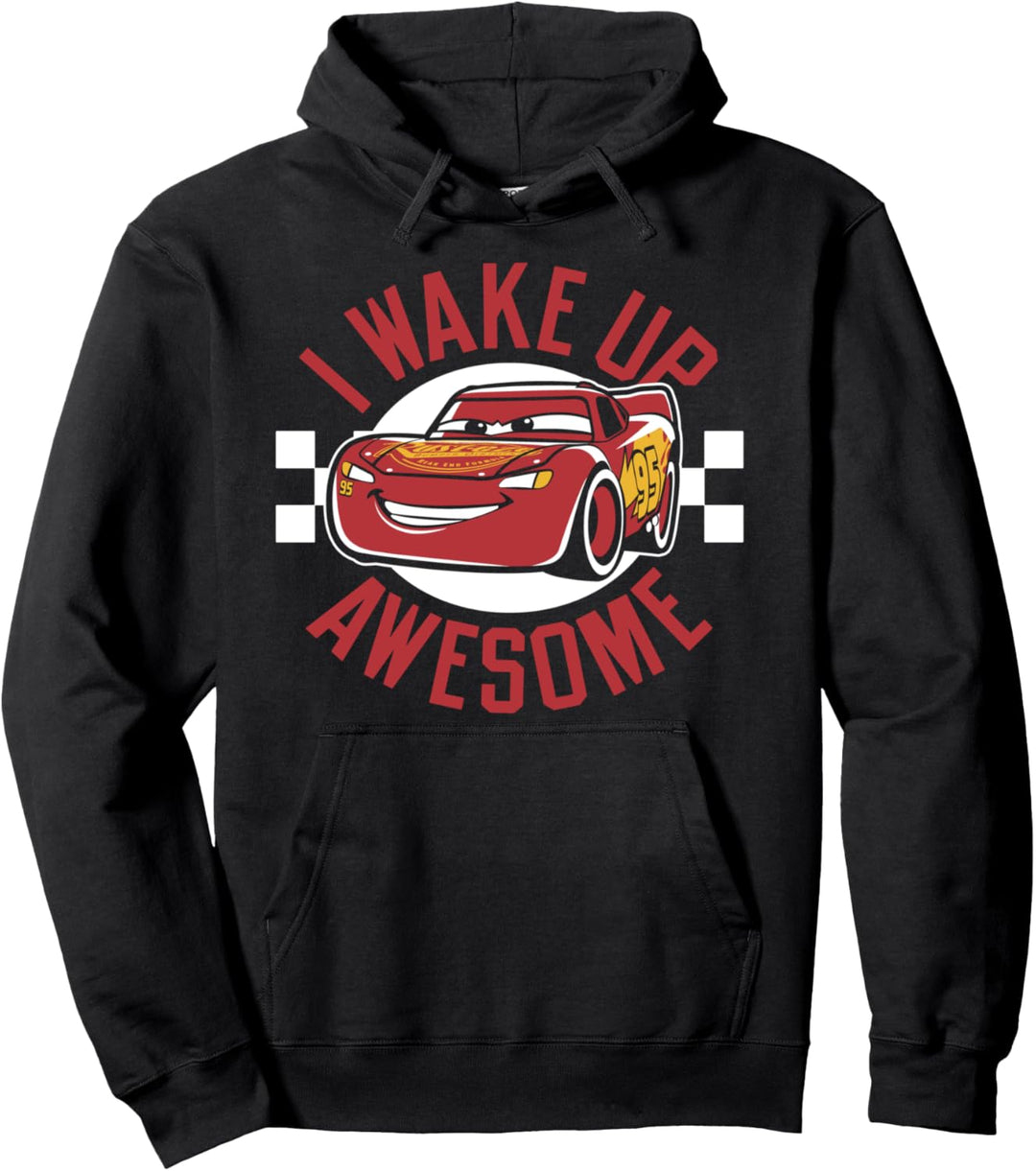 Disney Pixar Cars 2 Lightning McQueen Wake Up Awesome Text Pullover Hoodie