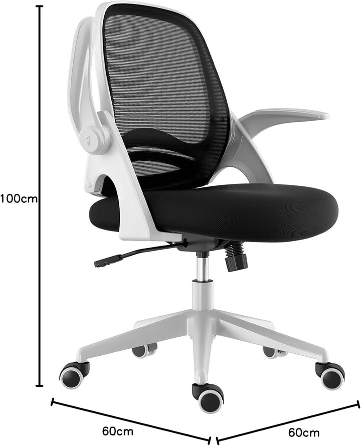 Hbada Bürostuhl Ergonomischer Schreibtischstuhl Drehstuhl mit klappbaren Armlehnen Mesh Computerstuh