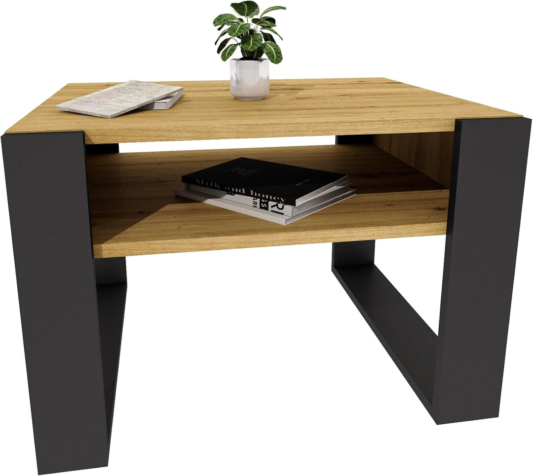Couchtisch 65×53.6 cm – Wohnzimmertisch aus Holzwerkstoff, Stabiler & moderner Kaffeetisch mit zusät