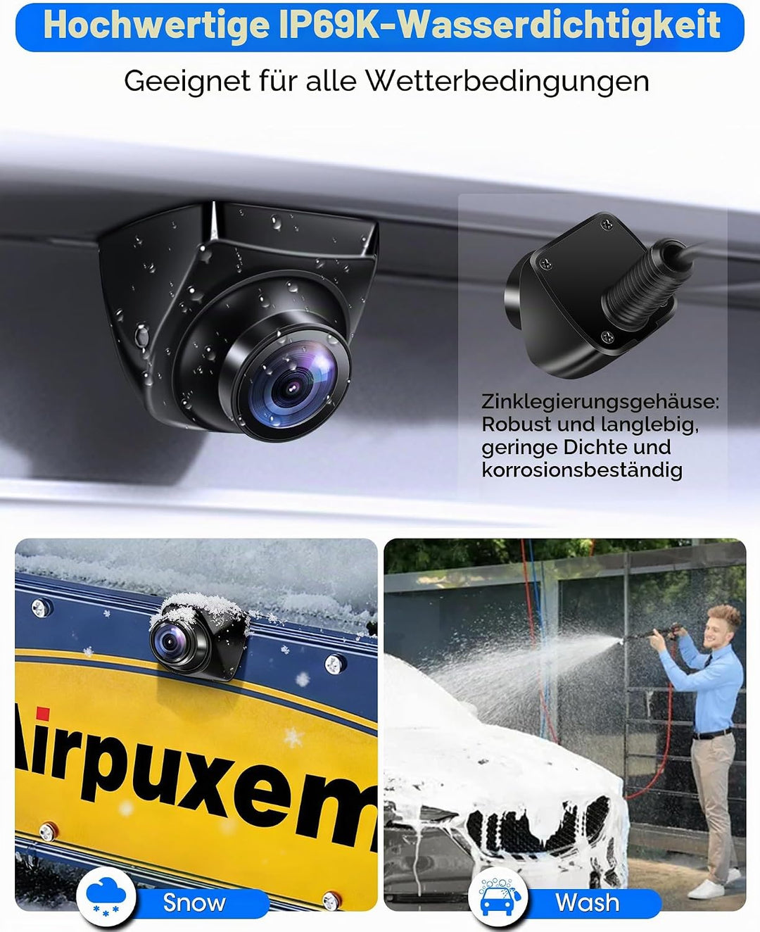 Rückfahrkamera AHD 1080P/AHD 720P/CVBS/PAL Rückfahrkamera Auto, 360° Drehbar Auto Rückfahr.kameras U