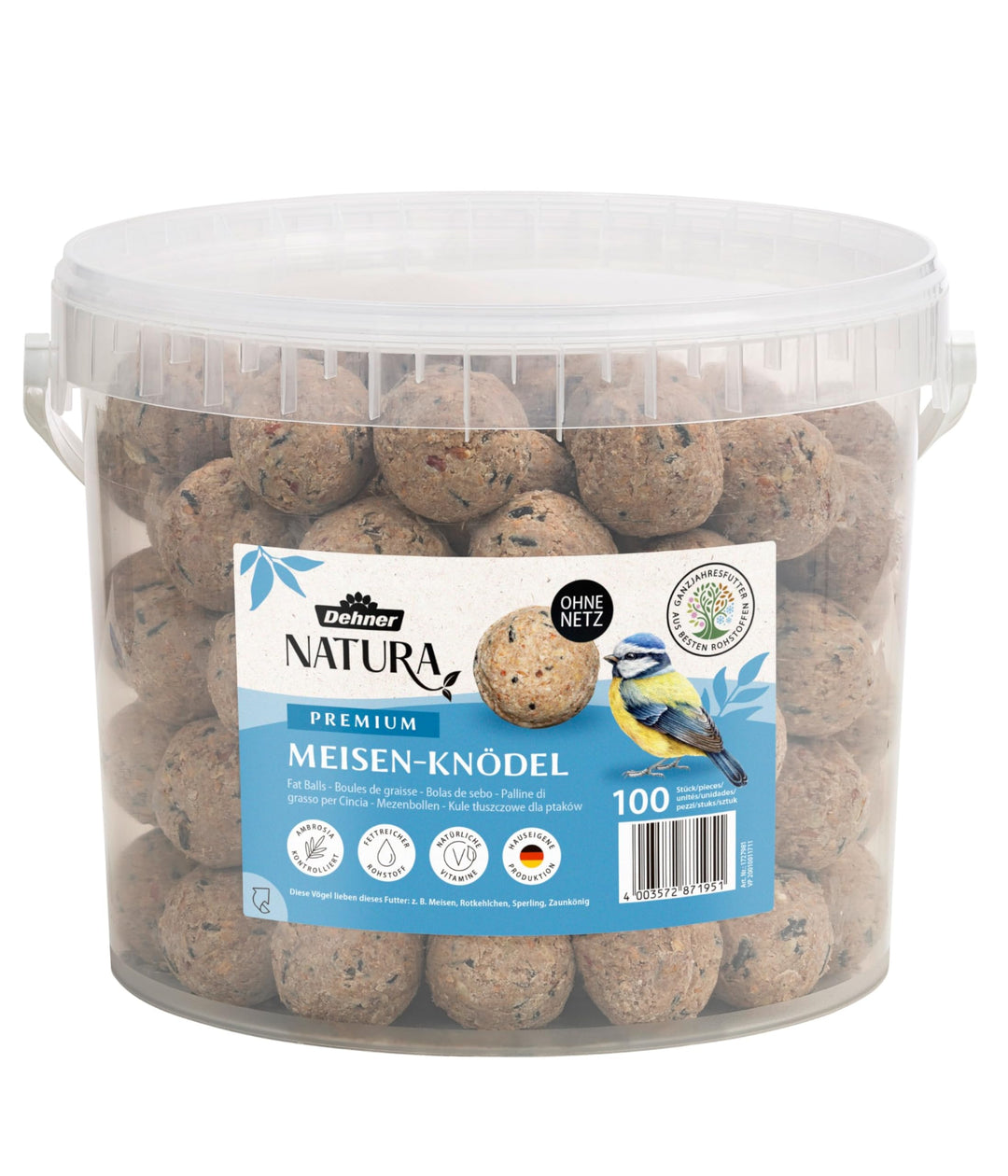 Dehner Natura Premium Meisenknödel ohne Netz, ganzjähriges Wildvogelfutter proteinreich / energierei