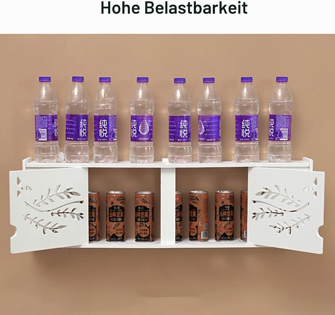 PPGE Home Wand Router Aufbewahrungsbox Weiss, WLAN Router Regal Wandmontage, Router Box Aufbewahrung