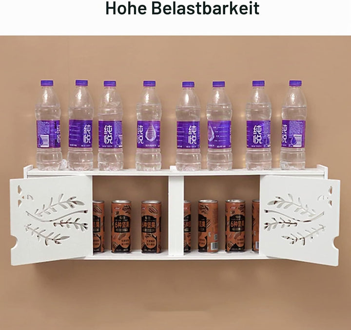 PPGE Home Wand Router Aufbewahrungsbox Weiss, WLAN Router Regal Wandmontage, Router Box Aufbewahrung