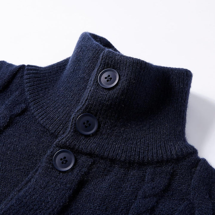 Pullover für Herren Rollkragen Strickjacke Strickpullover Gestrickte Knöpfe Twisted Thermal Langarm