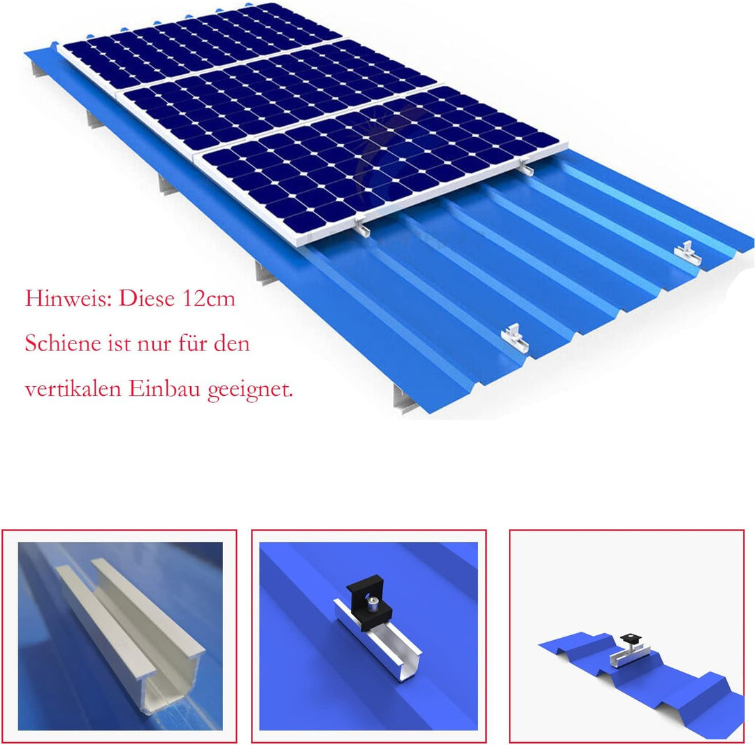 Solarpanel Halterung Kit und Zubehör Schwarz Eloxiert,Halterung für Solarmodule,Befestigungsschiene1