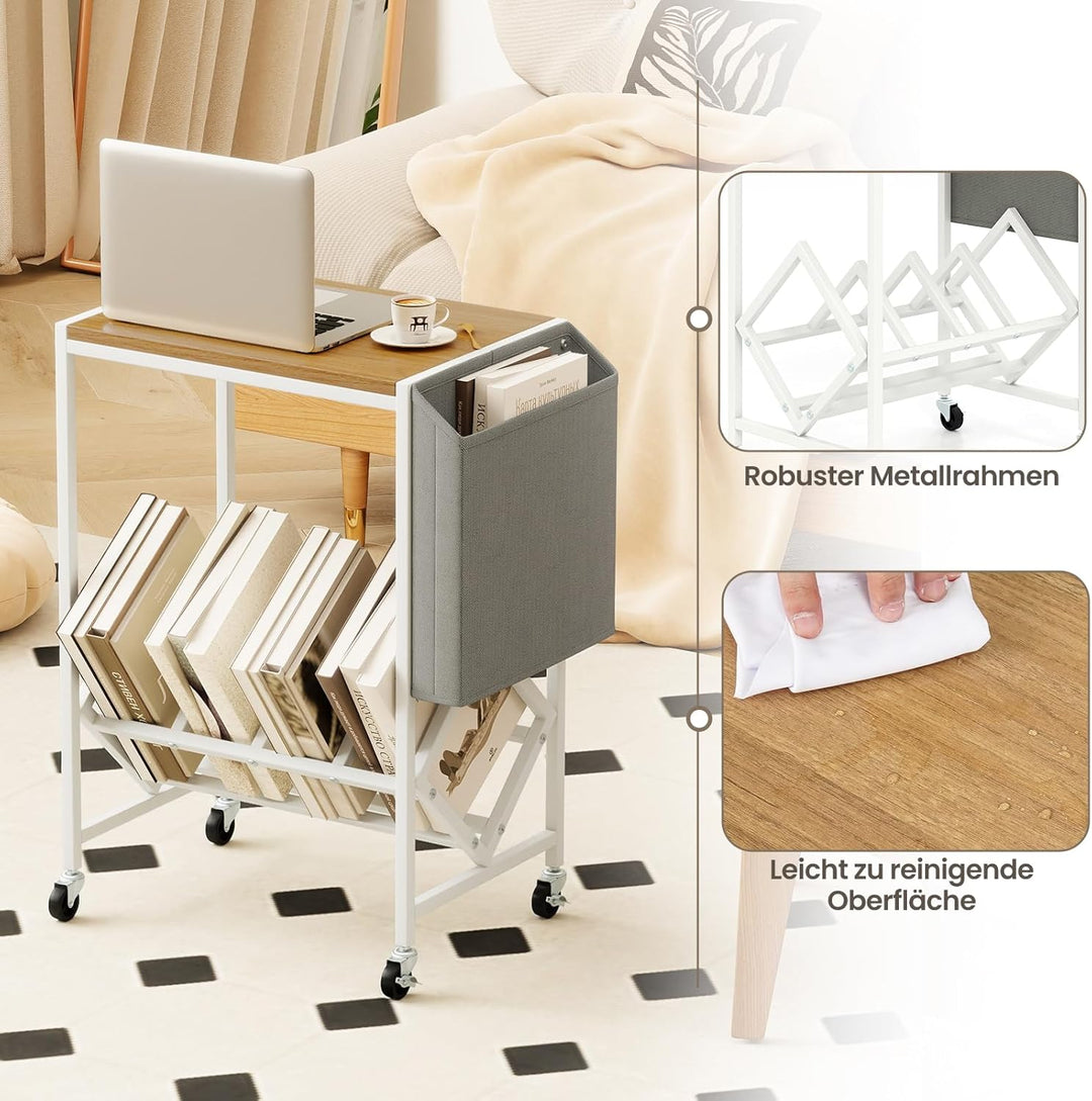 COSTWAY Plattenspieler Regal, Schallplattenregal mit Vinylaufbewahrung & Zeitschriftenhalter, Schall