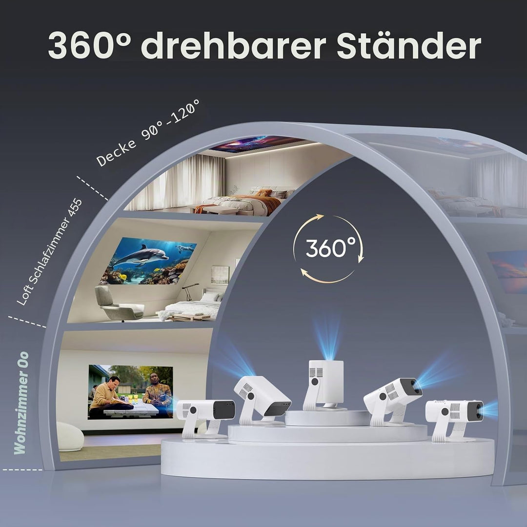 Wielio 2026 New Smart Projector Eingebaute Apps, Native 1080P 4K unterstützt, WiFi 6 &amp; Bluetooth 5.2