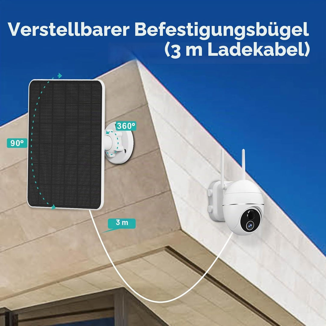 Solarpanel für Überwachungskamera Aussen Akku, 6W USB Solarmodul kompatibel mit DC 5V wiederaufladba