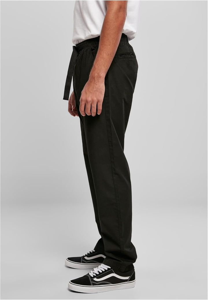 Urban Classics Herren Straight Leg Chino with Belt 30 Schwarz, 30 Schwarz