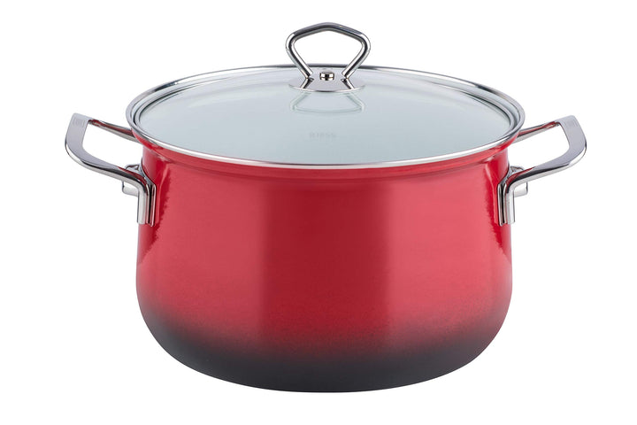 RIESS 0659-039 Fleischtopf mit Glasdeckel, NOUVELLE BROMBEER, Durchmesser 24cm, Inhalt 6 Liter, Emai