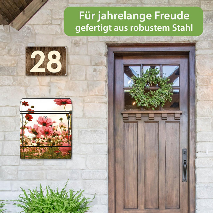 banjado® Design Briefkasten mit Motiv Schmuckkörbchen 39x47x14cm &amp; 2 Schlüssel - Briefkasten Stahl s