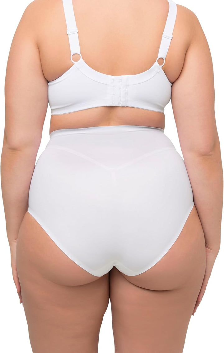 Ulla Popken Damen Miederhose, Bodyforming-Einsatz, High Waist, Shapewear Unterwäsche 46-48 Schneewei