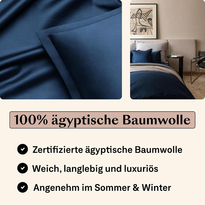 Amqua Mako Satin Kissenbezug 2er Set Kissenbezüge 40x80 cm, 100% ägyptische Baumwolle (Zertifiziert)