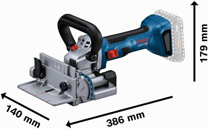 Bosch Professional 18V System Akku-Flachdübelfräse GFF 18V-22 (inkl. Scheibenfräser Ø 105 mm, Staubb