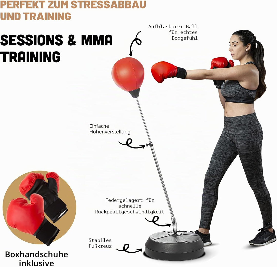 Punching Bag with Stand, Boxing Bag for Teens & Adults - Height Adjustable - Speed Bag for Training,