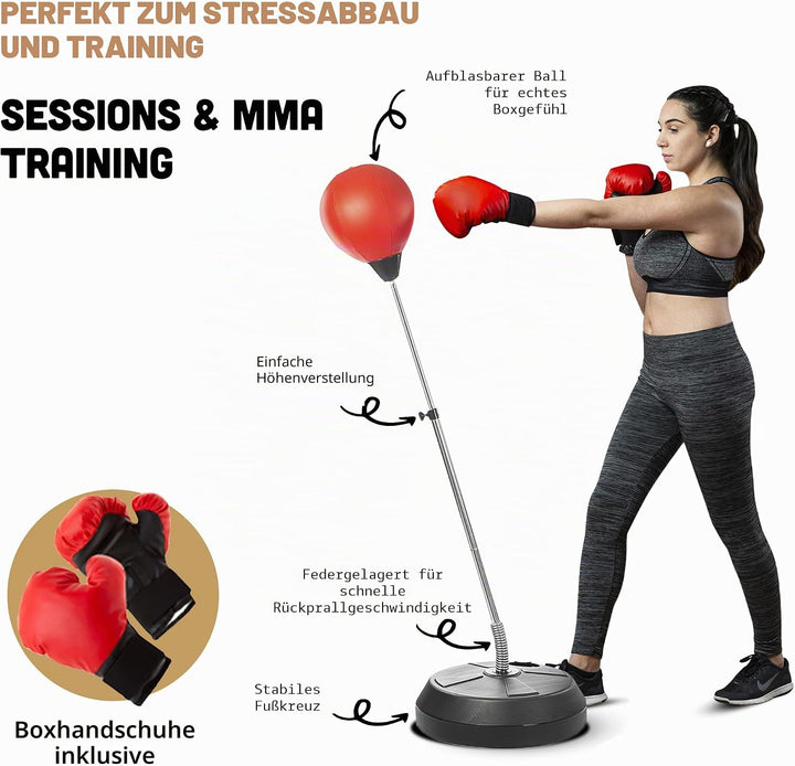 Punching Bag with Stand, Boxing Bag for Teens & Adults - Height Adjustable - Speed Bag for Training,