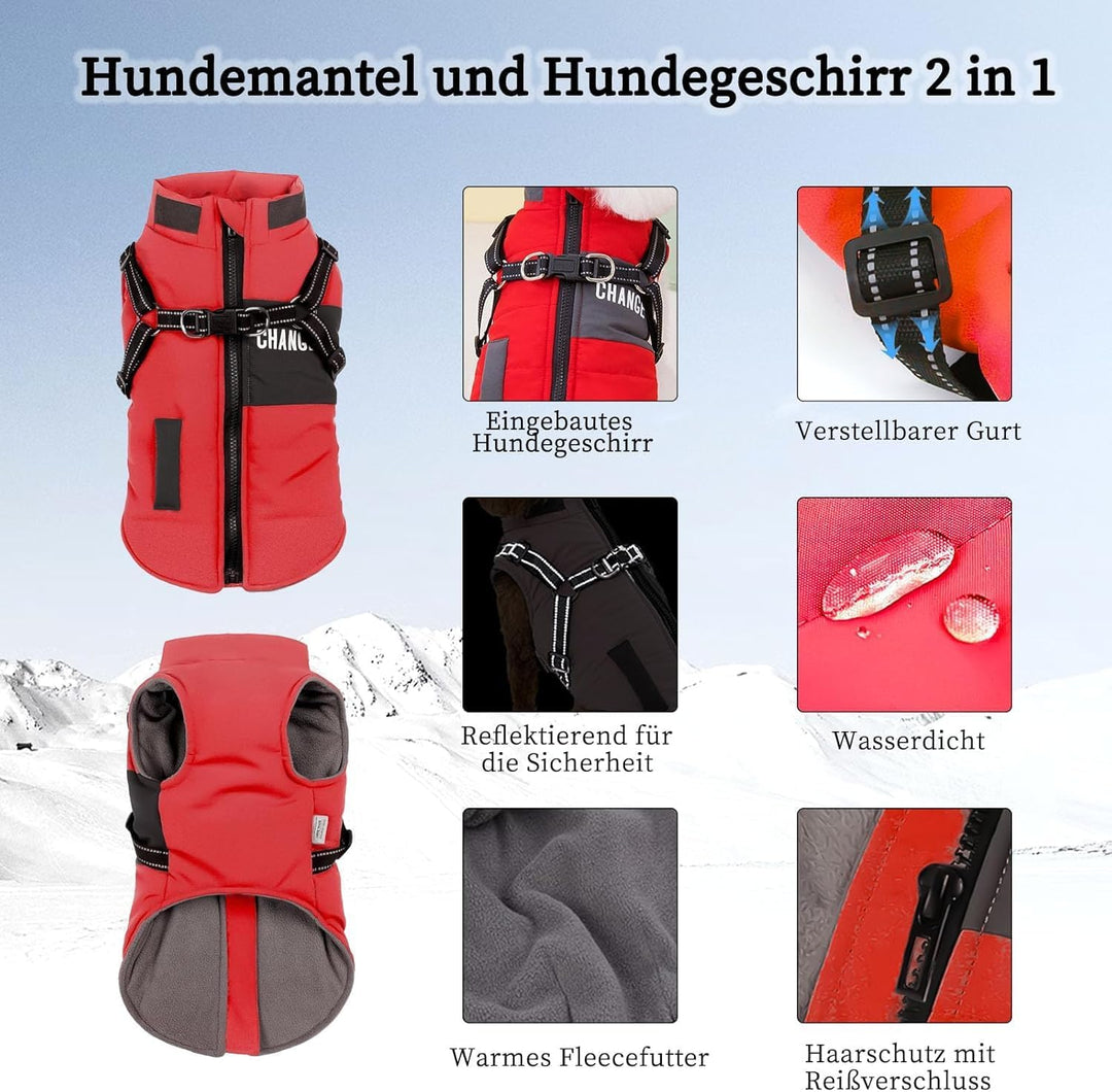 Hundemantel Winter Hundejacke Hundegeschirr Mantel Welpenmantel Jacke Weste Kleidung Kleines Hundege