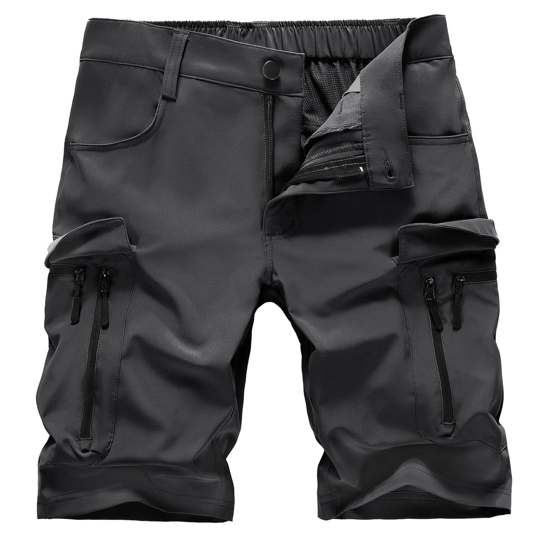 Hiauspor Wanderhose Herren Kurz MTB Hose Leichte Schnelltrocknend Cargo Bermuda Chino mit 5 Taschen