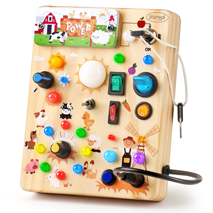 Joyreal Busy Board ab 1 Jahr, Montessori Spielzeug Baby Activity Board Holzspielzeug Lernspielzeug S