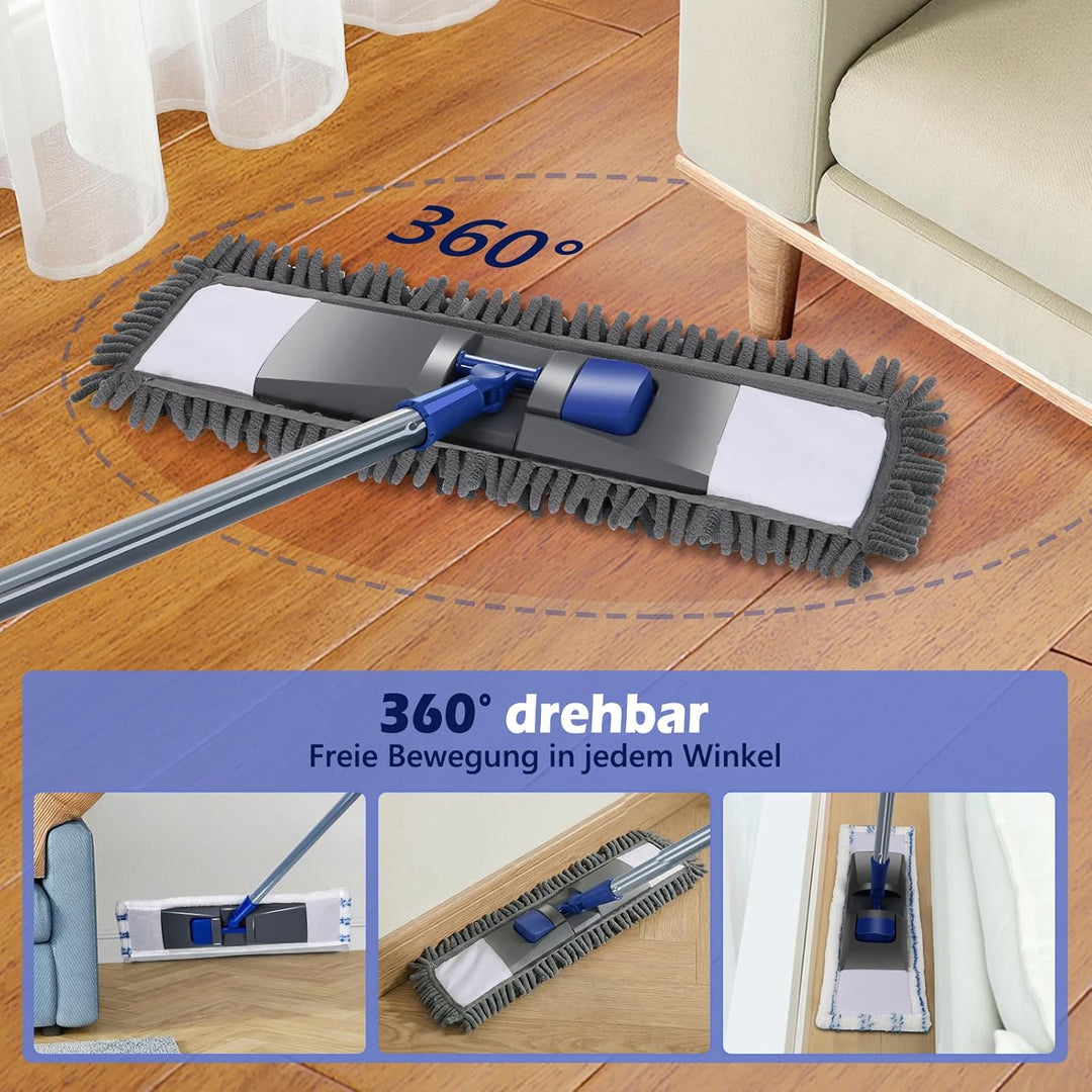 Masthome Flachmopps,Bodenwischer mit 4 Moppads magischer Staub-Wischmopp für die Reinigung von Lamin