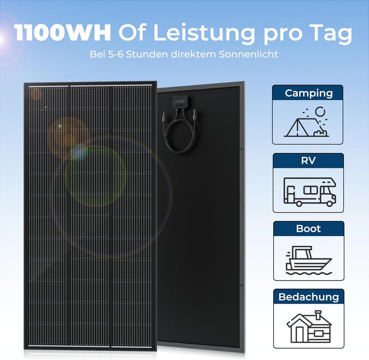 220W Solarpanel Monokristallines, 12V Solarmodul mit Hocheffizientes Aluminiumrahmen, PV Modul für B