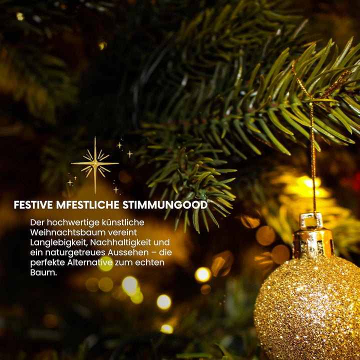 SMEREKA® Künstlicher Weihnachtsbaum 180 cm - Naturgetreue Spritzguss 100% Elemente, Made in EU - Tan