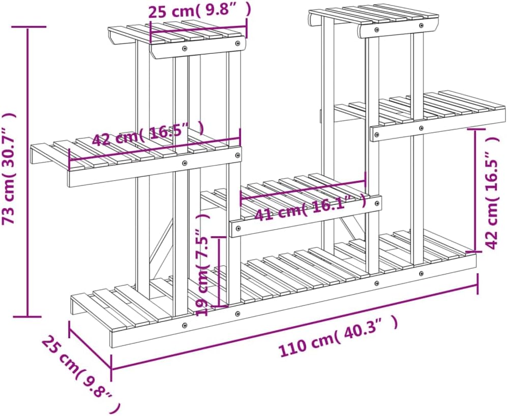vidaXL Blumenständer, Pflanzenregal Holz, Blumenregal für Wohnzimmer Balkon Terrasse, Pflanzenstände